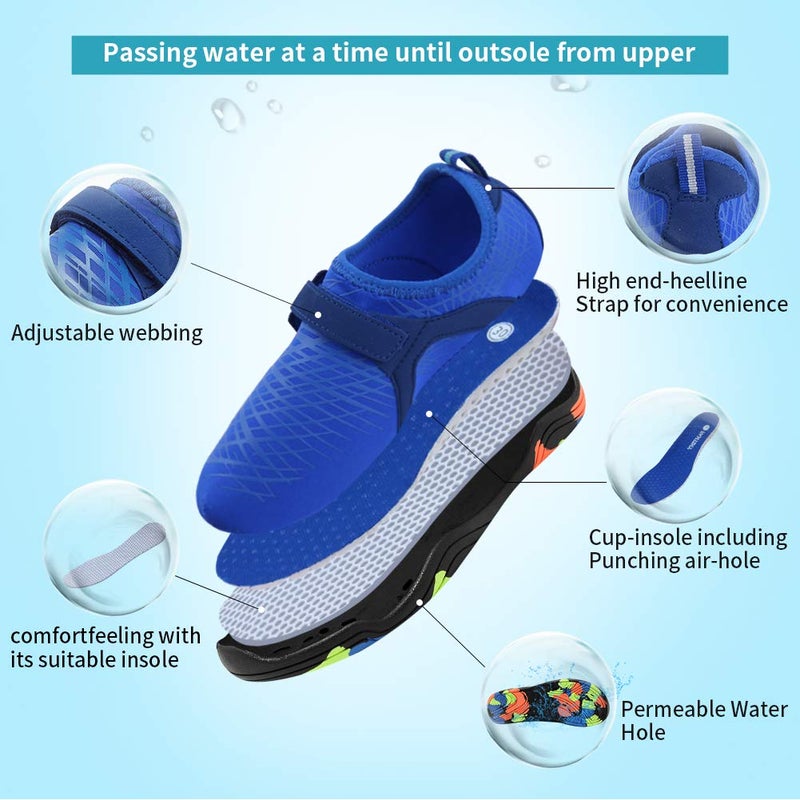 CIOR Boys & Girls Water Shoes Kids Lightweight Comfort Sole Easy Walking Athletic Slip on Aqua Sock(Toddler/Little Kid/Big Kid) DKSX-M.Deep blue-33 - Image 2